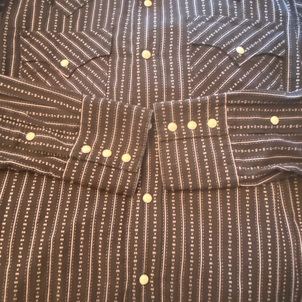 True Religion Western Shirt Mens Black Striped LS Pearl  Snap Up, XL - Picture 4 of 8